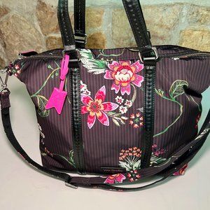 VERA BRADLEY Pink Brown Stripe AIRY FLORAL Midtown Bag Tote Crossbody NEW